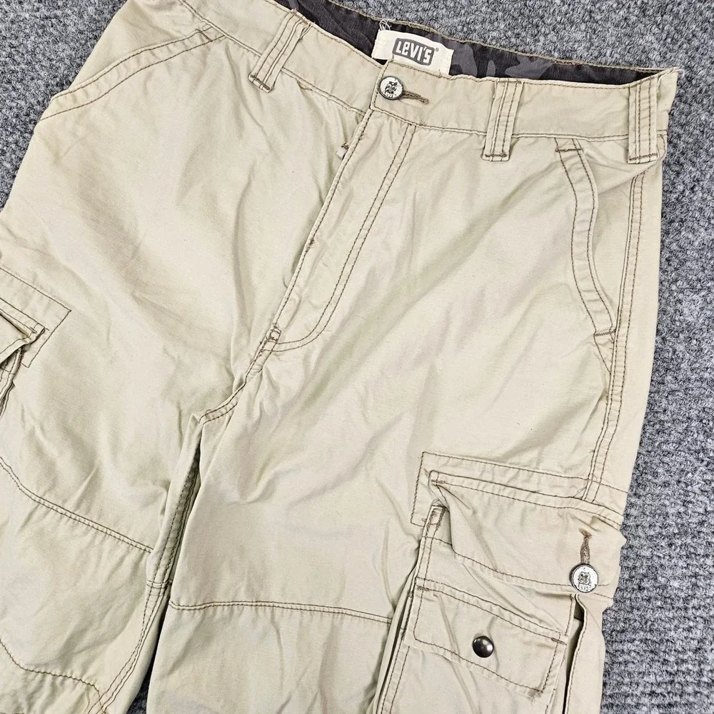 Vtg Y2k Levis Squad Cargo Shorts Mens W33 Tan Cotton Utility Hiking Pockets